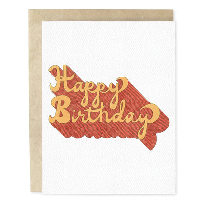 Happy Birthday Cursive Orange Card